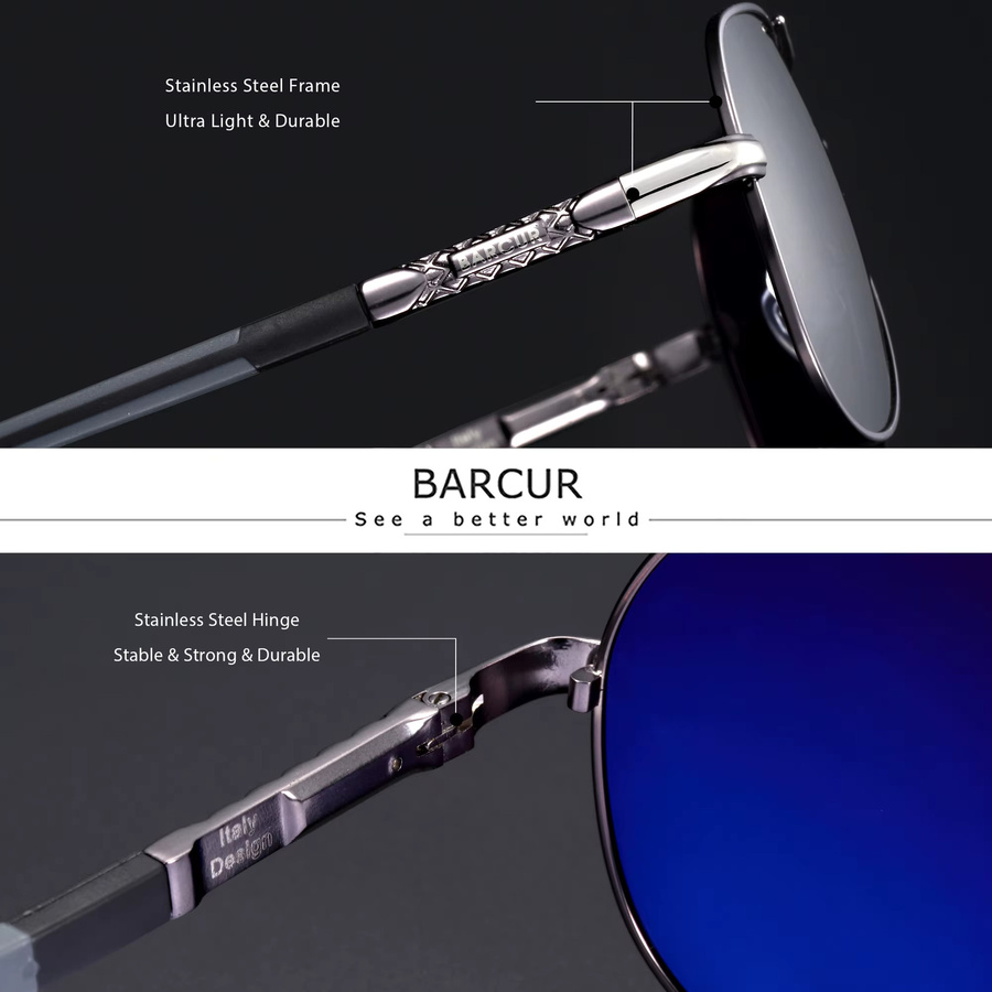 BARCUR Sonnenbrille Aviator, polarisiert, Unisex, Farbverlaufslinse - Bild 2