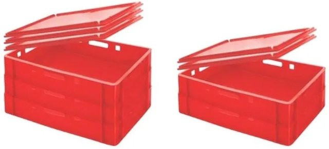 CHEFGASTRO SparSet 5 Eurobehälter Fleischerkasten E1 mit Auflagedeckel, Rot, H x B x T: 12,5 x 40 x 60 cm - Bild 1