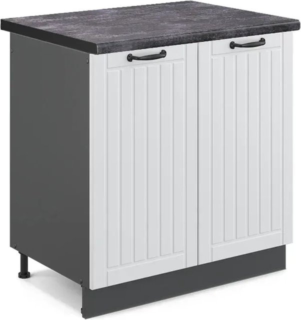 Vicco Spülenunterschrank Fame-Line in Weiß und Anthrazit im Landhausstil mit Soft-Close-Türen, B: 80 cm, H: 82 cm, T: 60 cm - Bild 1