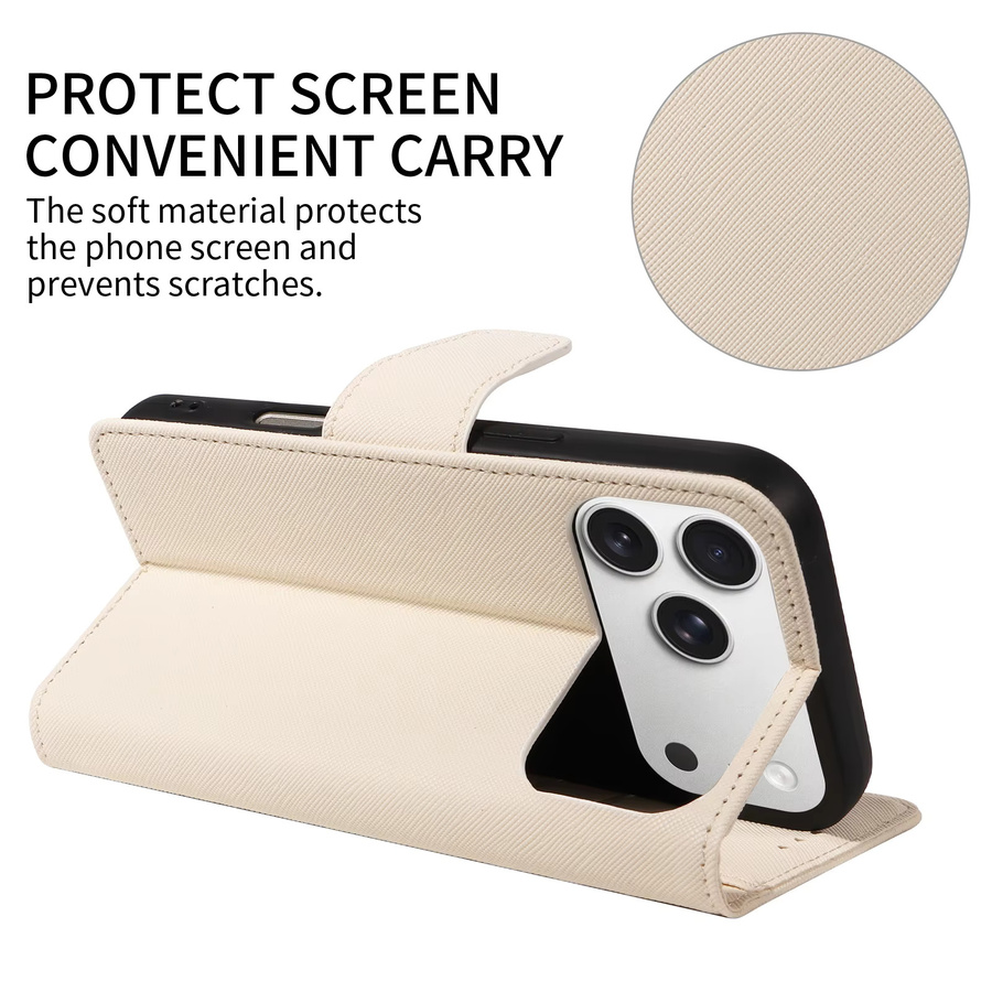 EAACAA Magnetische PU-Leder Handyhülle als Brieftasche für iPhone 11 bis iPhone 17e in Pink und Beige - Bild 3