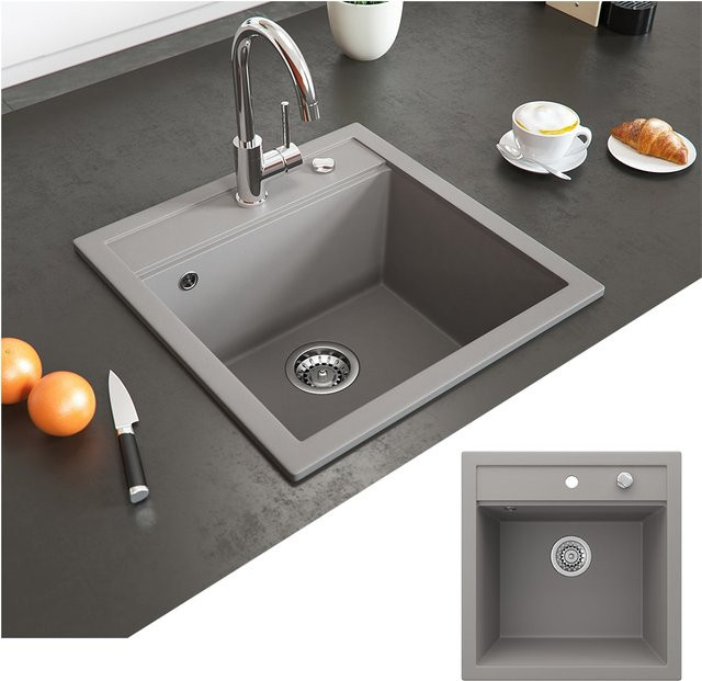 Bergström Küchenspüle aus Granitkomposit als Einbauspüle in Grau, B/T: 49 x 50 cm - Bild 1