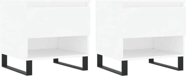 vidaXL Couchtisch Set 2 Stück Weiß modern rechteckig aus Holzwerkstoff und Metall B/T/H: 50 x 46 x 50 cm - Bild 1
