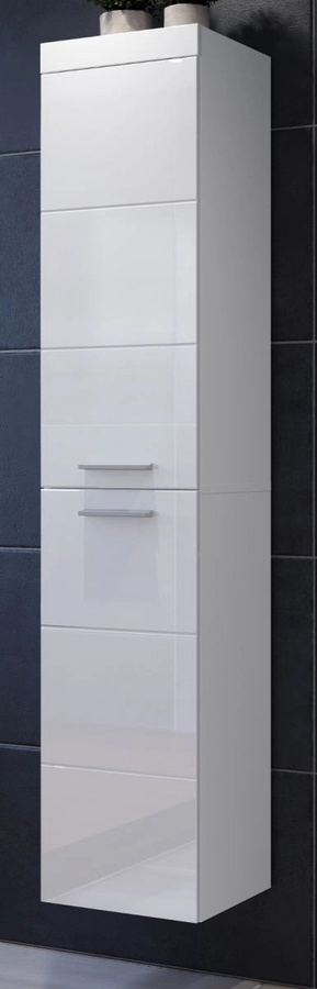 Badezimmer Hochschrank Aura in Weiß Hochglanz mit LED-Beleuchtung, B/T/H: 35 x 33 x 170 cm - Bild 1