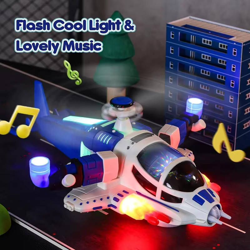 GSF Leuchtendes Helikopterspielzeug, 360° rotierendes Flugzeugspielzeug, mit Musik und Hindernisvermeidung - Bild 2