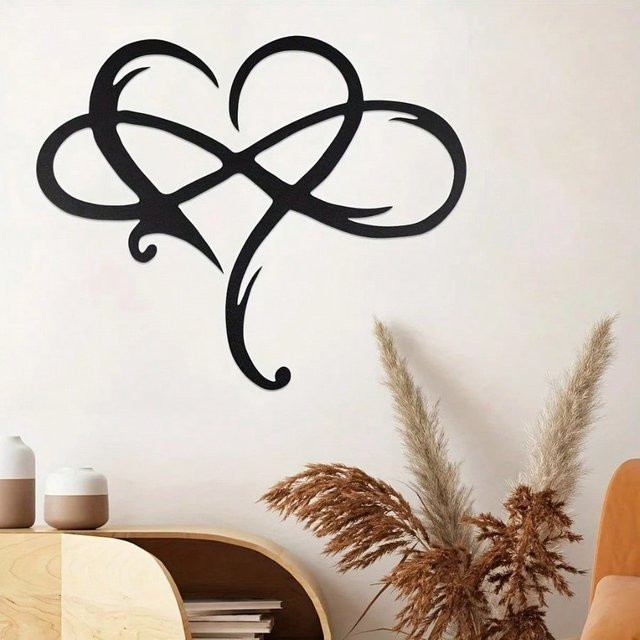 Infinity Herz-Wanddekoration Endless Love aus Metall in Schwarz von CIFBUY - Bild 1