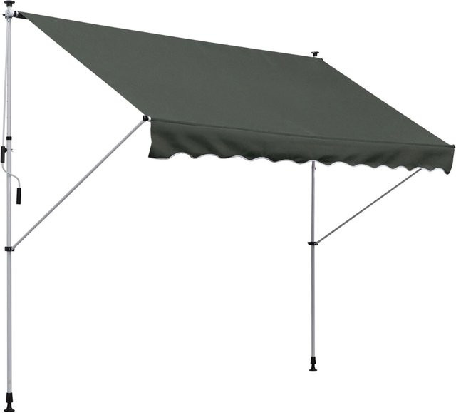 Furnicato Klemmmarkise mit Handkurbel in Grau, höhenverstellbar, B: 150 cm, H: 170-280 cm - Bild 1