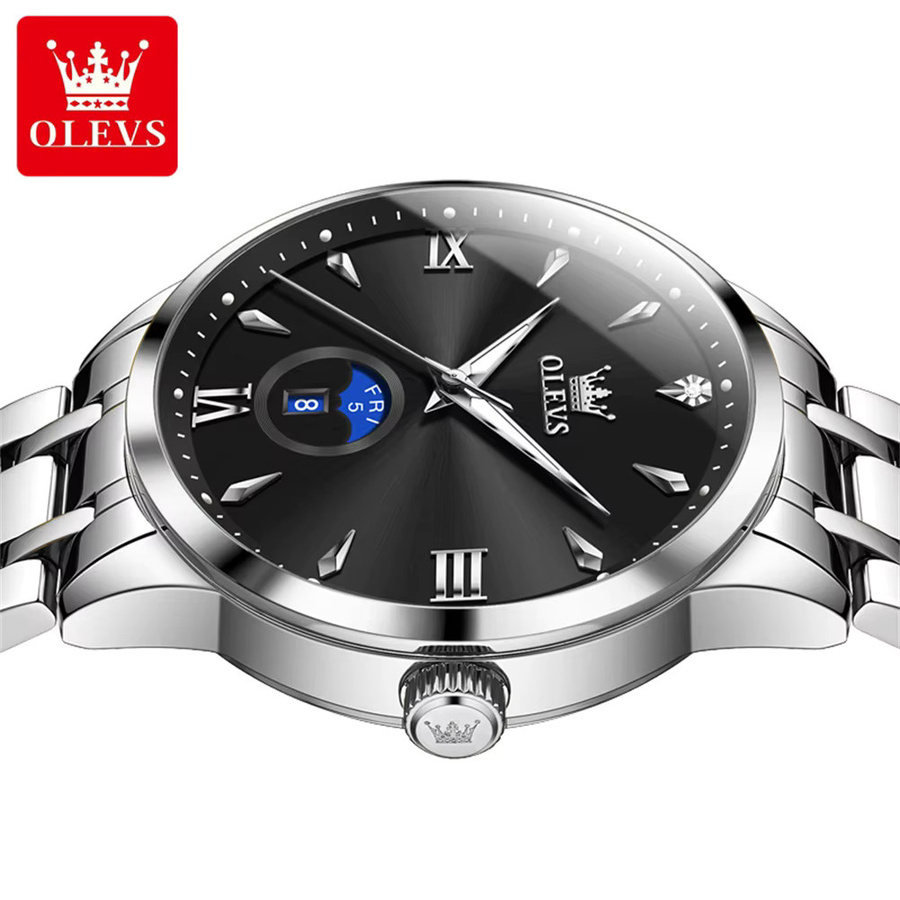 OLEVS Armbanduhr, Quarz, Edelstahl, Silber, Herren - Bild 2