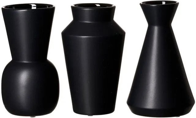 Ritzenhoff & Breker Kalmar Vasen-Set aus Porzellan, 3-teilig, Schwarz, minimalistisch-modern, Höhe: 20 cm - Bild 1