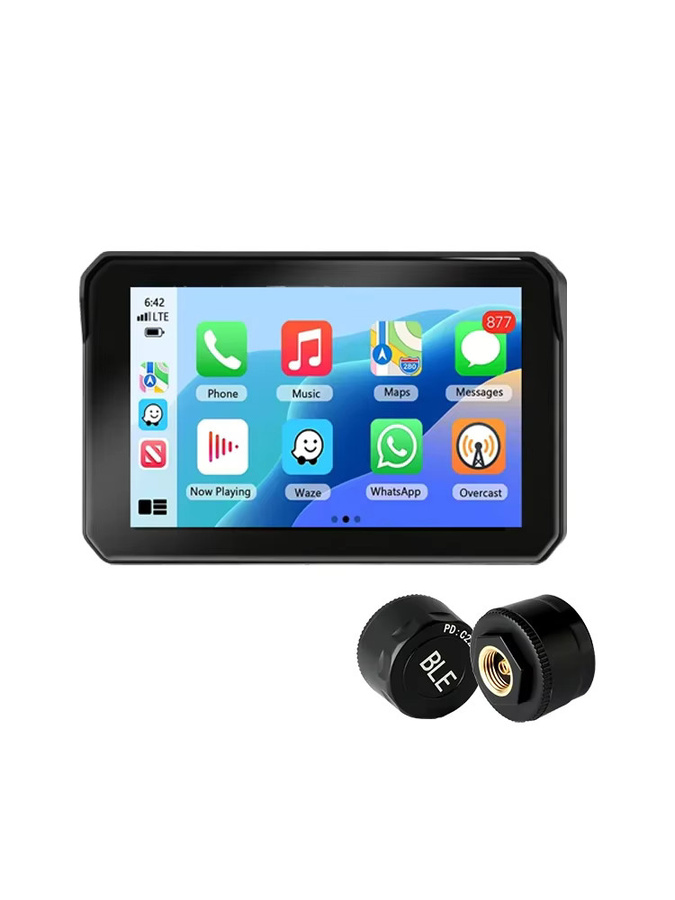 Jansite 5 Zoll tragbares Motorrad-Navigations-GPS mit kabellosem CarPlay und Android Auto, Bluetooth 5.0 und IPX7 wasserdicht, Schwarz - Bild 7