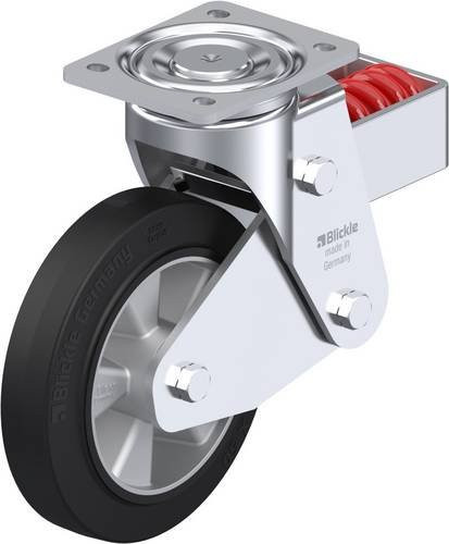 Blickle LHF-ALEV 200K Lenkrolle gefedert aus Stahl und Aluminium, Farbe Silber/Schwarz, Rad-Durchmesser: 200 mm, Tragfähigkeit: 500 kg - Bild 1