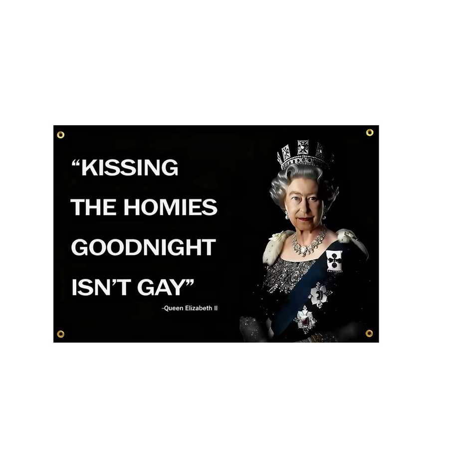 Kissing Homies Goodnight Flag Lustiger Wandteppich in Schwarz mit vier Ösen, B/H: 60 x 90 cm - Bild 3