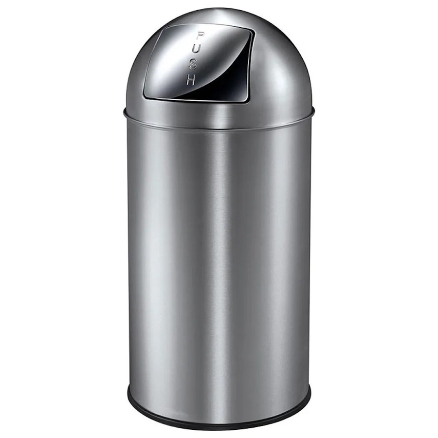 PROREGAL Abfallbehälter aus Metall mit Pushdeckel und Inneneimer, 40 Liter, Matt Edelstahl & Silber, H x B x T: 74 x 34 x 34 cm - Bild 2
