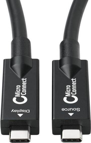 MicroConnect USB-C Datenkabel USB 3.2 Gen 2, 24-Pin USB-C auf 24-Pin USB-C, Schwarz, Länge: 15,0 m - Bild 1