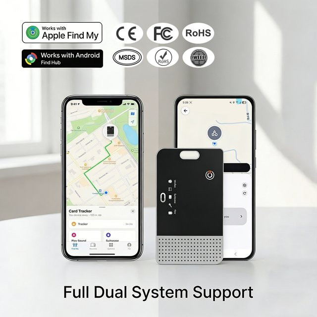 Vivilife Ultra-Slim Wallet Tracker Black – Kabelloses Lade-Gerät mit Ortungsfunktion für Google Find Hub und Apple Find Hub als Smart Tag zur Verlustprävention - Bild 1