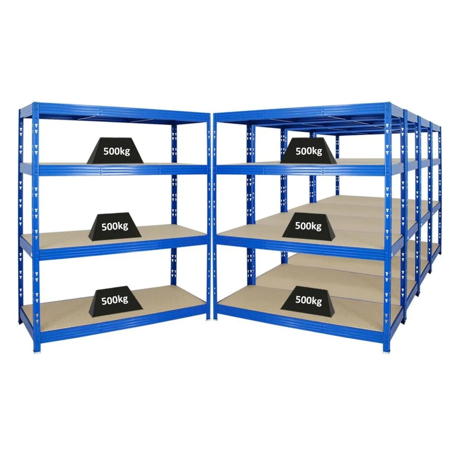 PROREGAL Rhino Schwerlastregal Set 5x Profi-Regal mit 4 MDF-Spanplatten-Ebenen, Blau, H x B x T: 180 x 160 x 60 cm - Bild 2