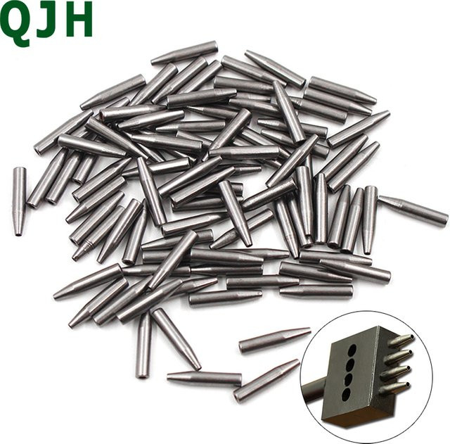 QJH Leder Lochstanze Set mit austauschbaren runden Meißelköpfen aus Metall in Silber für dein DIY Lederhandwerk - Bild 1