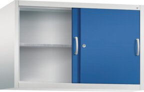 C+P Aufsatzschrank Acurado mit Schiebetüren, Korpus Lichtgrau, Front Enzianblau, H x B x T: 79 x 120 x 40 cm - Bild 1