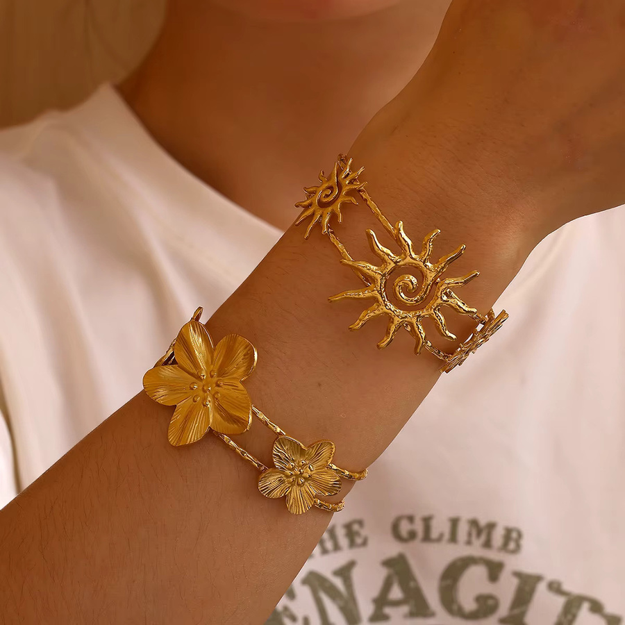 Doppelschicht-Manschettenarmband Edelstahl, goldfarben, Damen - Bild 1