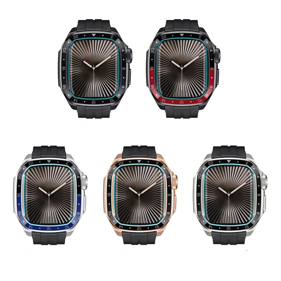 OAKCHARM Modifikationsset für Apple Watch, Edelstahlgehäuse, Gummiband, Unisex - Bild 2