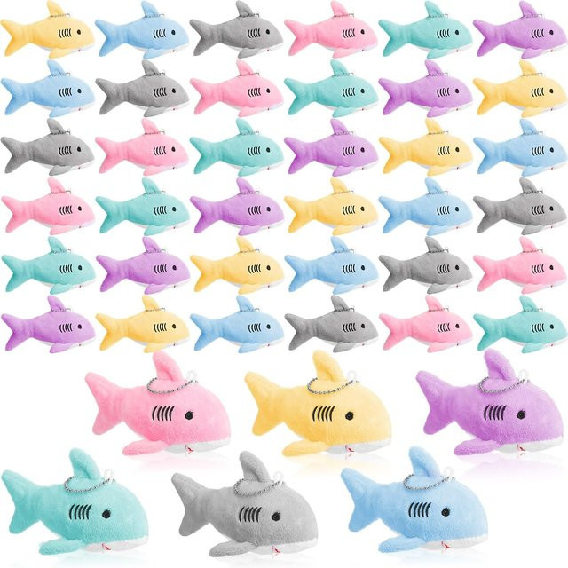 Linyi toy Haifisch Plüsch Schlüsselanhänger, Mini Kuscheltier, 12-teiliges Set - Bild 1