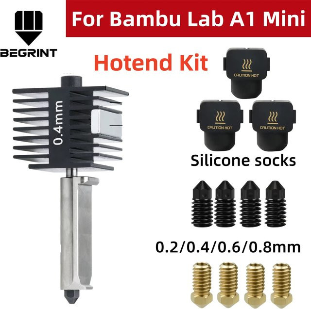 Bambu Lab Hotend-Kit für A1 Mini und A2L mit gehärteten Stahldüsen in 0,2 mm, 0,4 mm, 0,6 mm und 0,8 mm - Bild 1