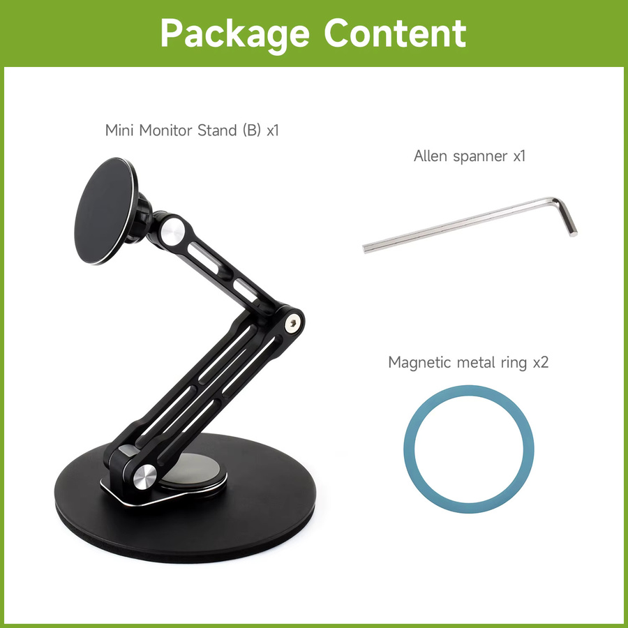 Waveshare Magnetischer N52 Neodym-Magnet für tragbare Monitore, verstellbarer mehrachsiger Monitorständer, Schwarz - Bild 3