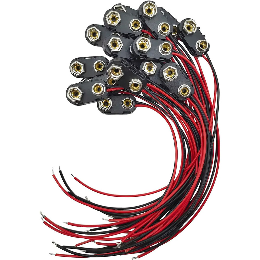 AOKIN 9-Volt-Batterieanschlüsse I-Typ mit Kupferdrahtkabel und Kunststoffgehäuse in Schwarz - Bild 2