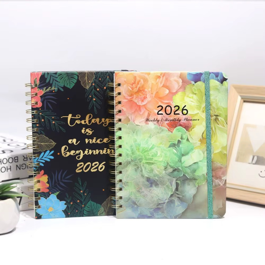 A5 Planer 2026 Agenda-Kalender mit Spiralbindung und Softcover, Januar 2026 bis Dezember 2026, Monatliche Tabs, Wochen- und Monatsübersicht, Mehrfarbig - Bild 2