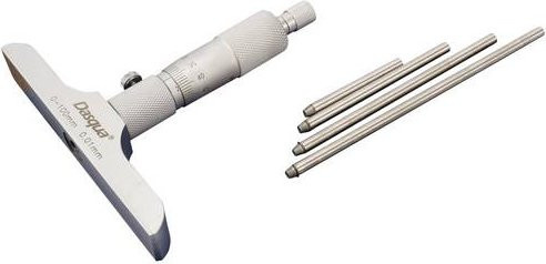 Dasqua 4611-8120 Tiefenmikrometer mit austauschbarer Stange in Silber, Messbereich bis 100 mm, Ablesung 0,01 mm - Bild 1