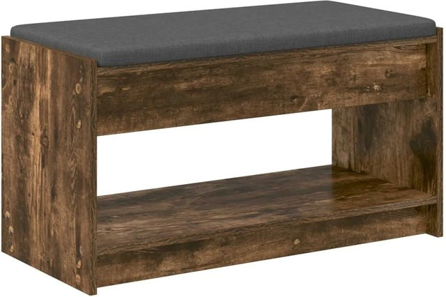 vidaXL Flurbank mit Kissen und Schuhregal in Geräucherte Eiche, B/T/H: 83 x 38 x 45 cm - Bild 1