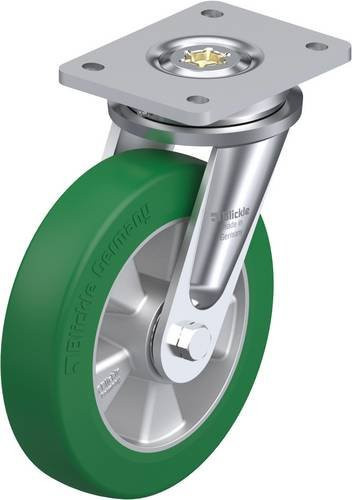 Blickle Lenkrolle LO-ALST 200K in Grün und Silber mit Stahlgehäuse, Rad-Durchmesser: 200 mm, Tragfähigkeit: 750 kg - Bild 1