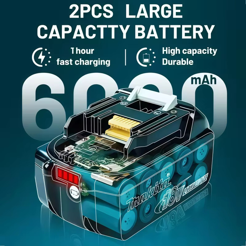 Makita 18V Lithium-Ionen-Akku BL1860B mit 6Ah in Schwarz für Elektrowerkzeuge - Bild 5