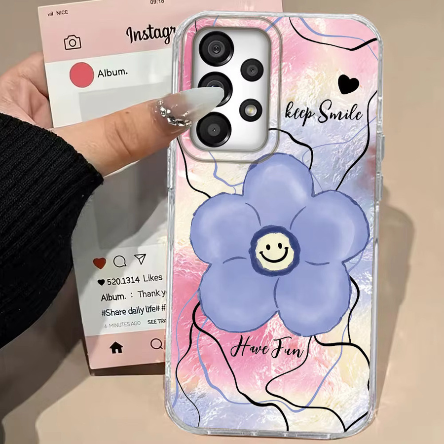Samsung Galaxy Handyhülle mit rosa Blumen und Mädchen-Design für Android-Modelle - Bild 2