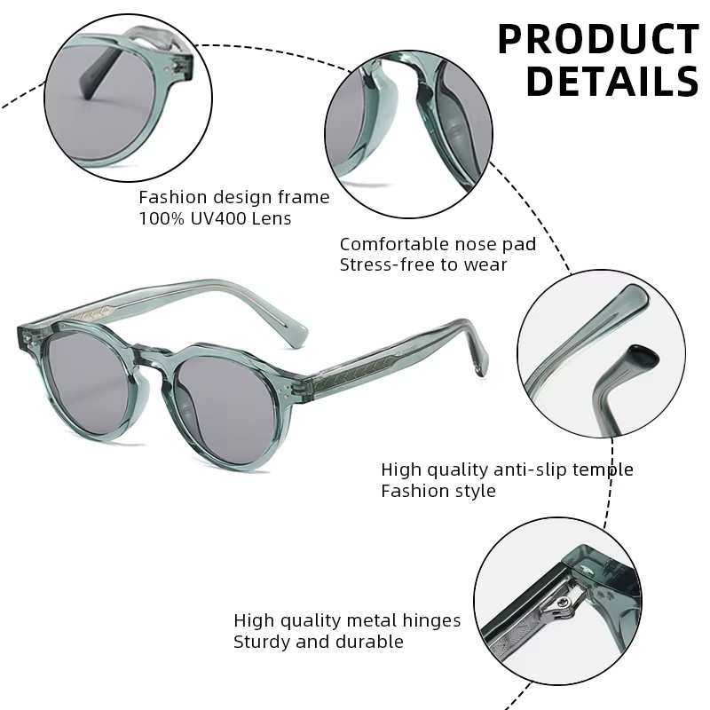 FUQIAN Sonnenbrille, rund, Vollrand, Kunststoff, Unisex - Bild 3