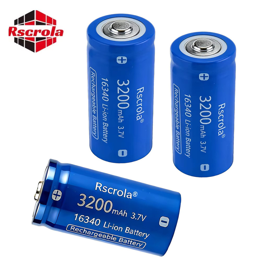 Rscrola Li-Ionen-Akku 16340 mit USB-Ladegerät, 3,7 V, 3200 mAh, Blau - Bild 2