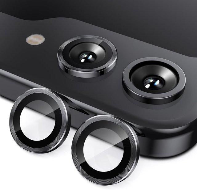 2er-Set Kamera-Schutzringe aus Metall und gehärtetem Glas für Samsung Galaxy Z Flip 4, Z Flip 5 und Z Flip 6 in Silber - Bild 1