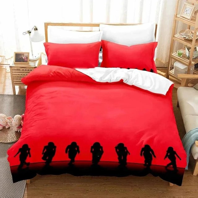 BABYMONSTER Kpop Bettwäsche-Set mit Bettdecke und Kissenbezug in Rot, B/H: 180 x 210 cm - Bild 1