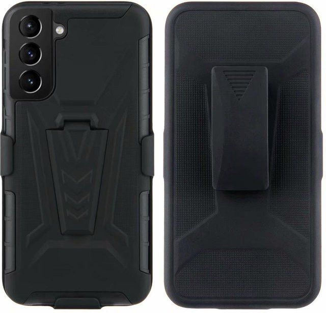 Robuste Tough Stand Schutzhülle mit Gürtelclip für Samsung Galaxy S21 Ultra und Galaxy S21+ Plus in Schwarz - Bild 1