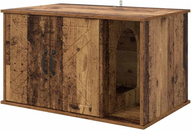 vidaXL Katzenhaus aus Altholz in Braun, B/T/H: 85 x 55 x 50 cm - Bild 1