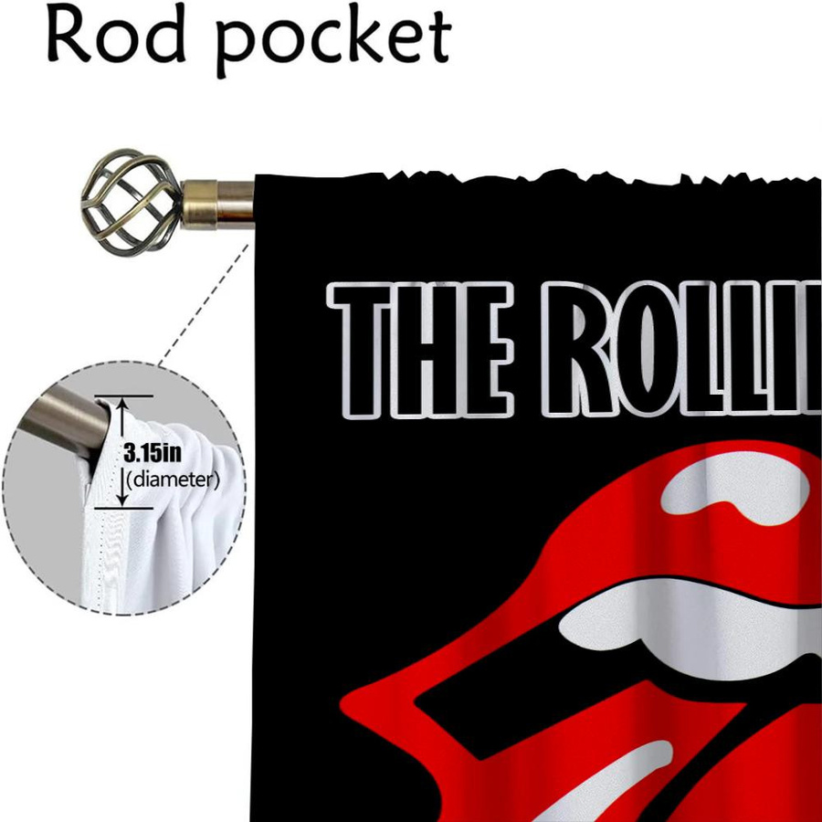 Rolling Stones Trennvorhang mit 2 Paneelen, moderner Grafik-Stil, Mehrfarbig, Breite: 50 cm, Höhe: 70 cm pro Paneel - Bild 3