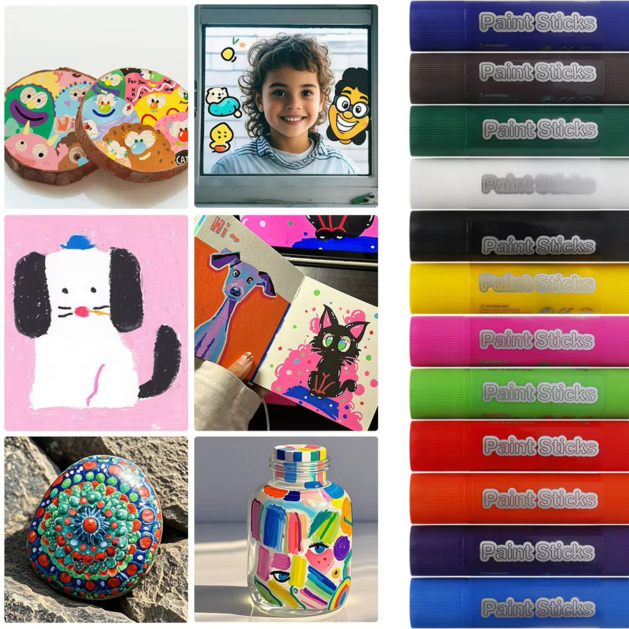 Wasserlösliche Kinder-Buntstifte in 12 Farben, schnell trocknend und schmutzfrei für Kunstmalerei und Graffiti, Mehrfarbig - Bild 3
