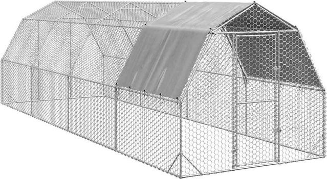 Vidaxl Hühnerstall mit Dach aus verzinktem Stahl in Silber, B/T/H: 8,0 x 2,5 x 2,25 m - Bild 1