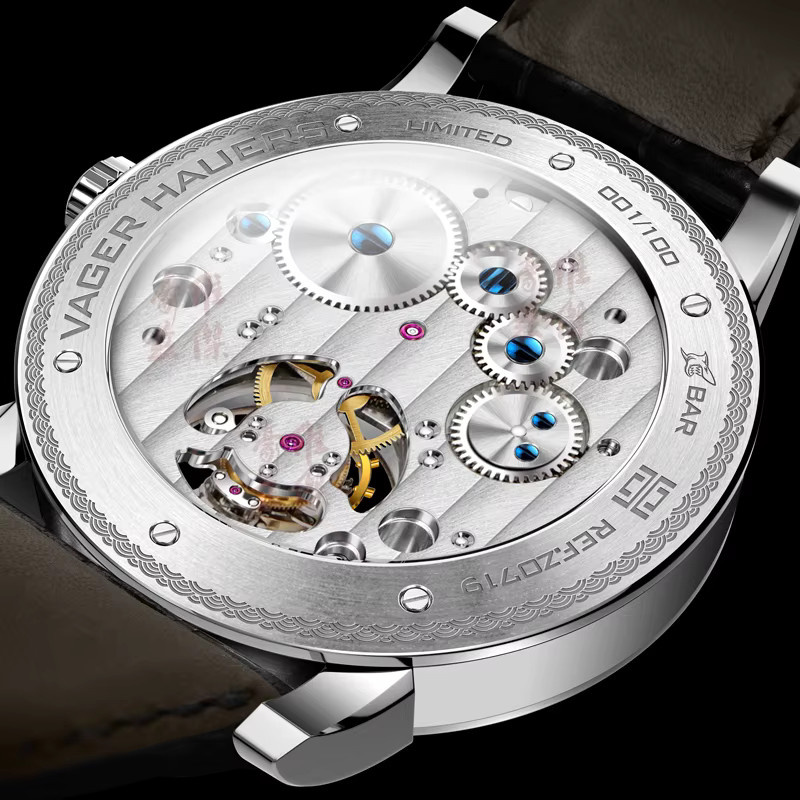JILIAN Armbanduhr Automatik, Edelstahl, Silber, Leder, Herren - Bild 4