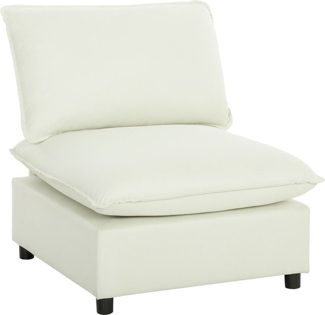 HOMCOM Wohnsessel moderner 1-Sitzer aus Leinenstoff mit Metallrahmen in Creme - Bild 1