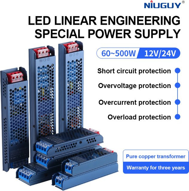 NIUGUY LED-Netzteil Ultraflacher Beleuchtungstransformator für LED-Lichtstreifen DC 12V 24V AC100-265V - Bild 1