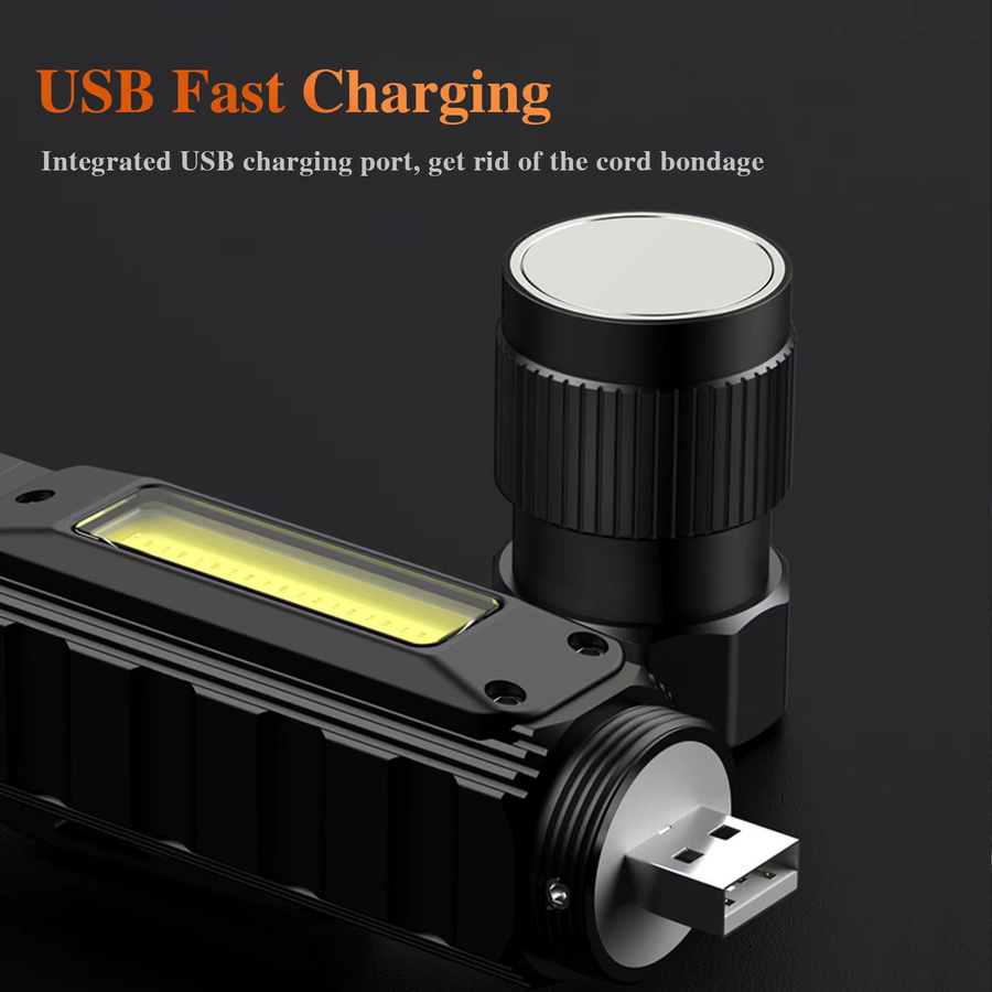 SUPERFIRE G19 LED-Arbeitsleuchte mit COB-Licht, wasserdicht, magnetisch und USB wiederaufladbar, Farbe: Schwarz/Gelb - Bild 3