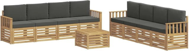 vidaXL Outdoor-Sofagarnitur 9-teilig aus Akazienholz in Anthrazit und Weiß mit Sitzkissen und Tisch, B/T/H: 59 x 59 x 37 cm - Bild 1