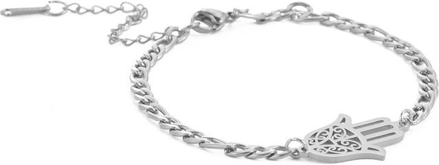 Armband Edelstahl Gold, Hamsa Hand der Fatima, Rotes Schwarzes Seil, Unisex, 17-22cm - Bild 1