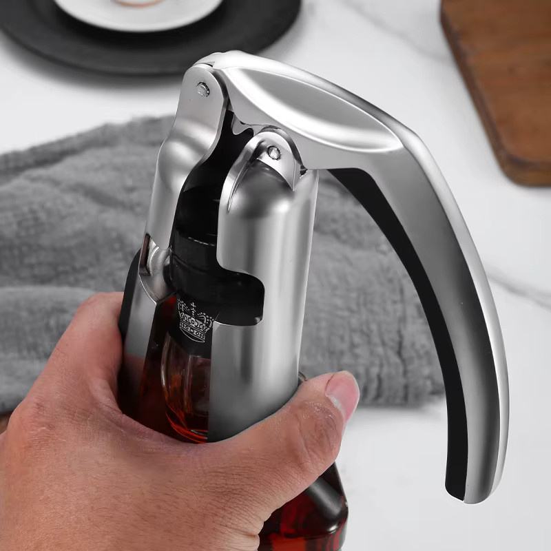 Professioneller halbautomatischer Weinöffner aus Zinklegierung und Edelstahl in Silber - Bild 2