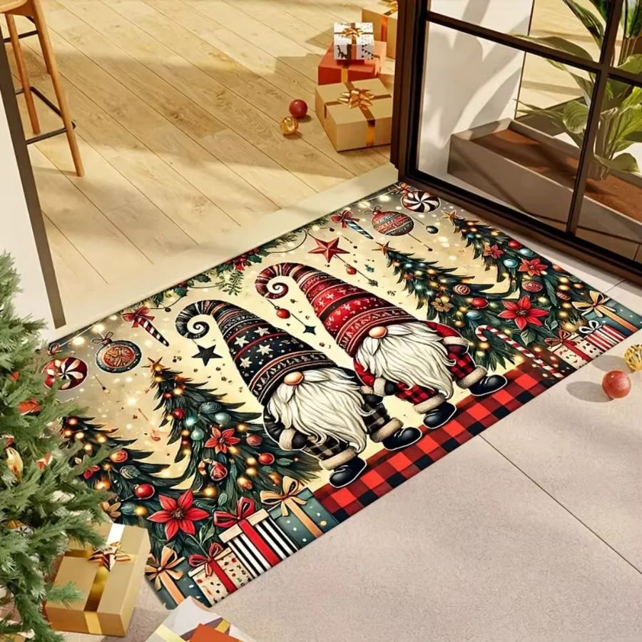 VIKAMA Weihnachtliche Fußmatte mit Santa Claus Muster für Eingang, Flur und Balkon - Bild 4